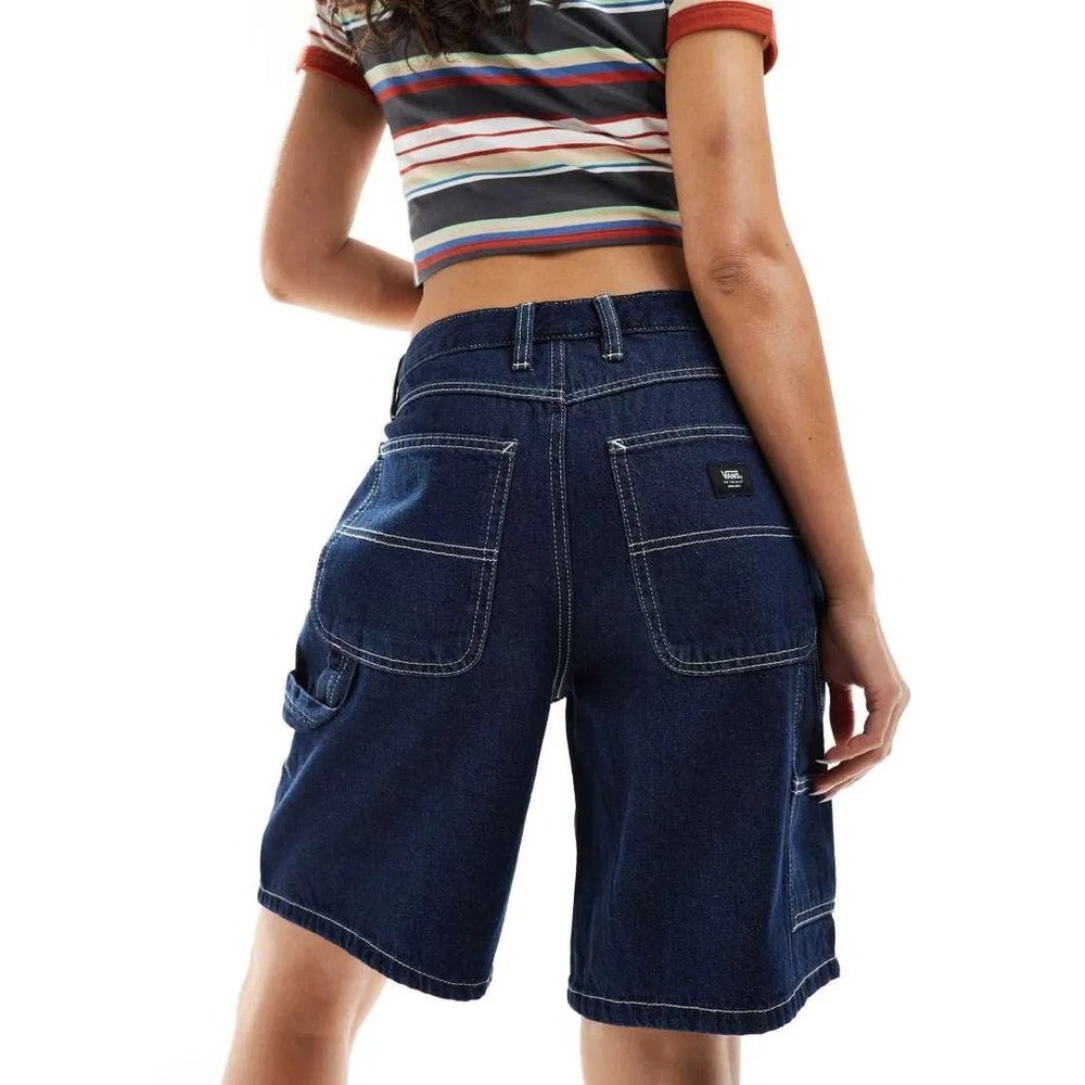 Vans Groundwork Long Denim Shorts Dark Wash Carpenter Utility Skate Size 26